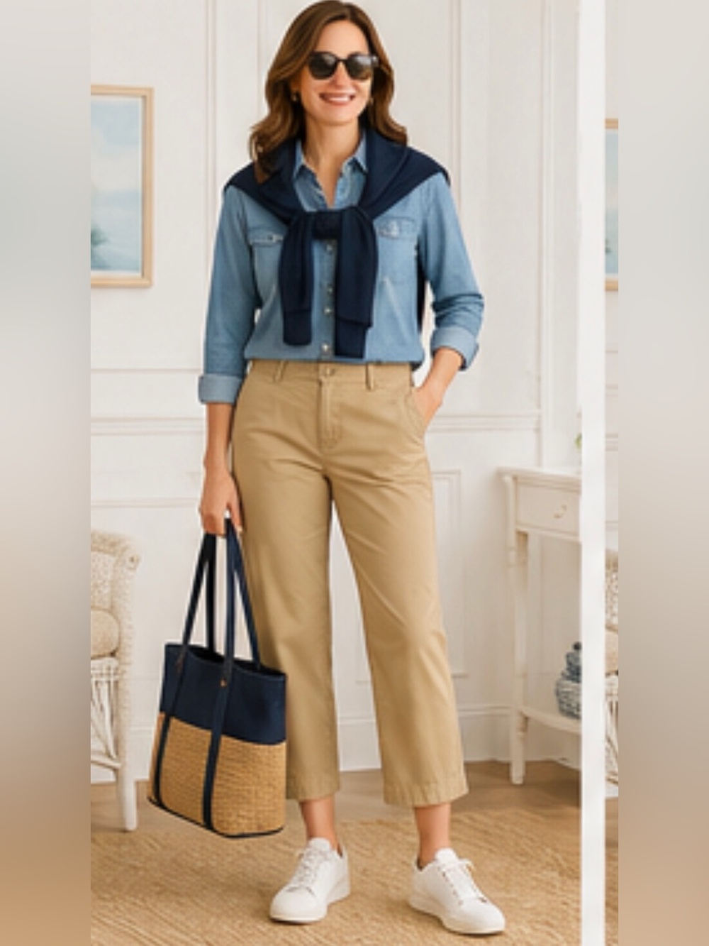 Talbots Khaki Crop Pants Women’s Size 10 100% Cotton 25” Inseam Classic